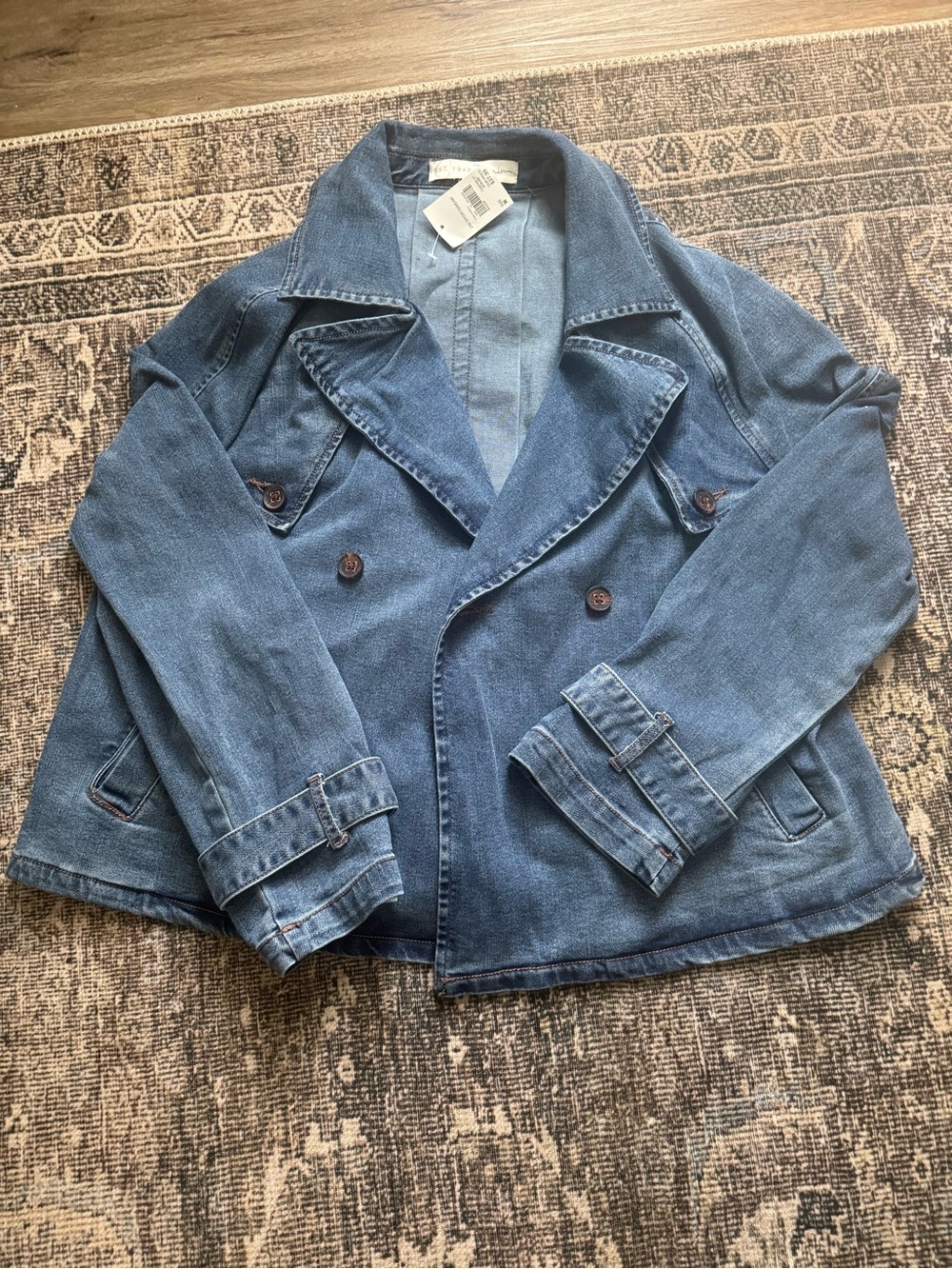 Denim Double-Breasted Jacket - Blue